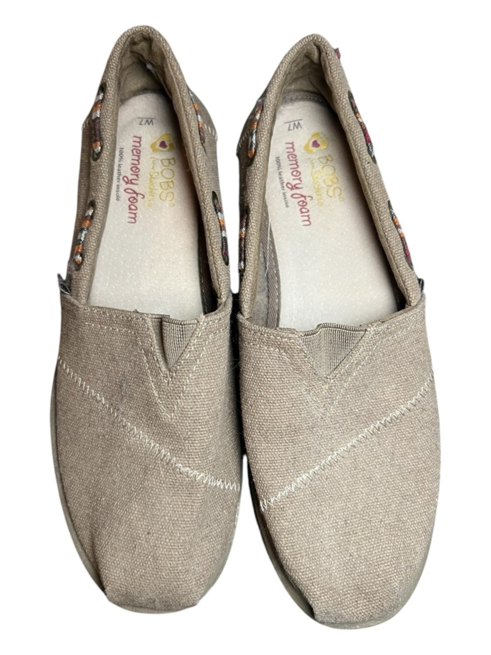 Skechers BOBS Slip-On Sneakers in Taupe and Pink Accent